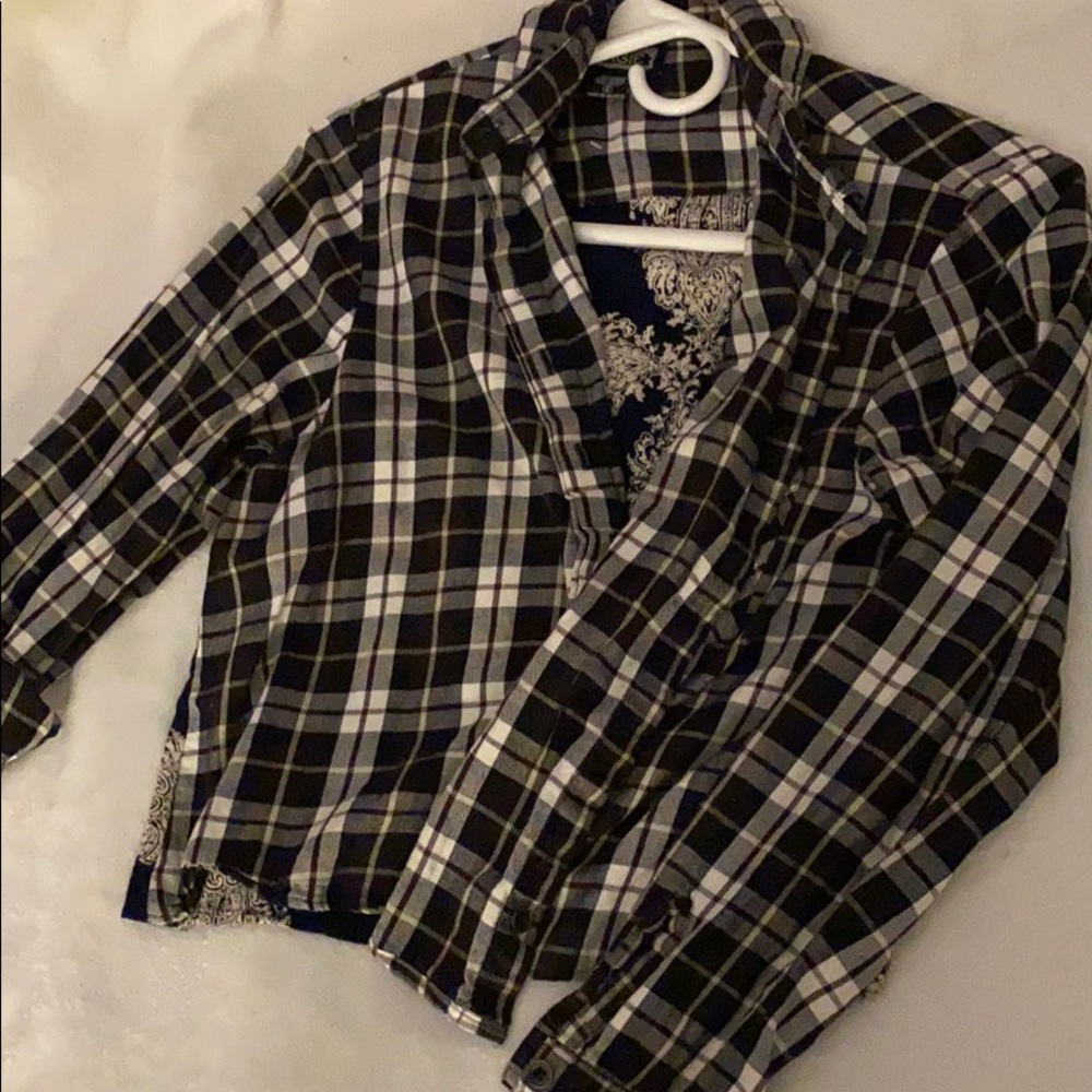 Plaid- bandana print long sleeve button up